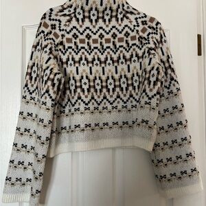 Madden Girl Cream and Brown Cowl Neck Sweater